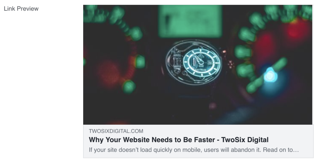 Why Your Website Needs to Be Faster - Facebook Link Preview