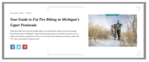 example blog post, Your Guide to Fat Tire Biking in Michigan's Upper Peninsula