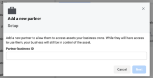 Add a new partner tab in Facebook Business Manager