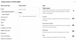 Assign Asserts menu in Facebook Business Manager