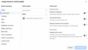 Assign Asserts menu in Facebook Business Manager