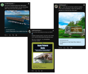 Screenshots of several tourism ads on threads